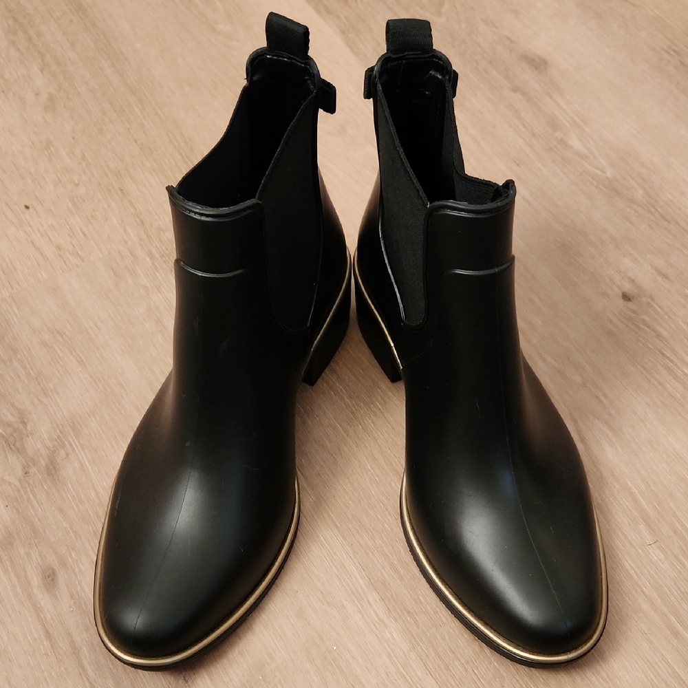 Kate Spade Black Ankle Booties with Gold Trim